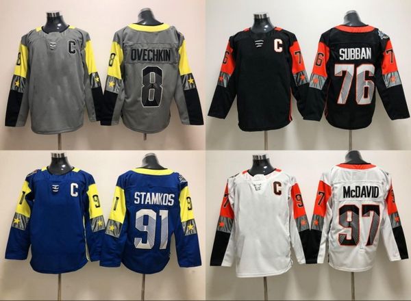

2018 All-Star Game 97 Connor McDavid 91 Steven Stamkos 76 P.K. Subban 8 Alex Ovechkin Hockey Jersey All Stiched IN STOCK