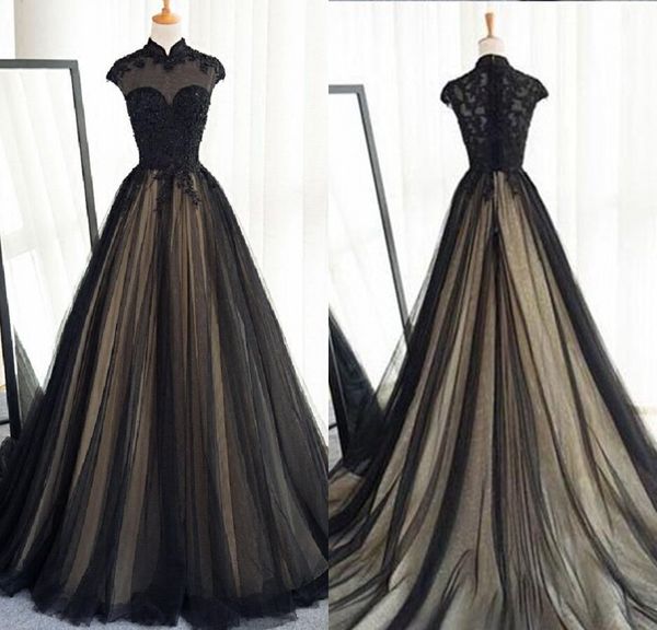 Discount Fashion Black Designer Wedding Dresses With Lace High