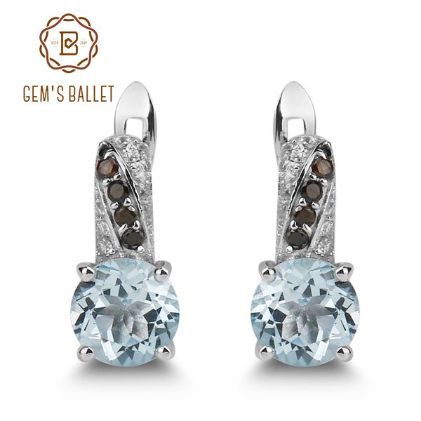 

gem's ballet fine jewelry earrings 3.32ct natural sky blue z vintage earrings 925 sterling silver for women wedding, Golden;silver