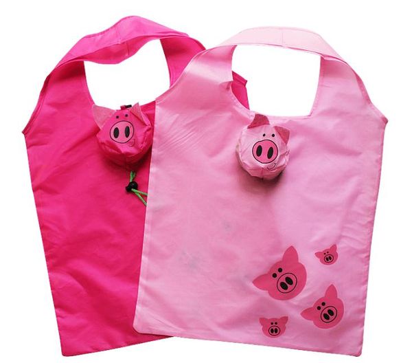 Neue Öko-Aufbewahrungshandtasche, wiederverwendbar, süßes rosa Schwein, faltbare Einkaufstaschen, faltbare Öko-Aufbewahrungshandtasche, Nylon, schöne wiederverwendbare Tasche SN1527