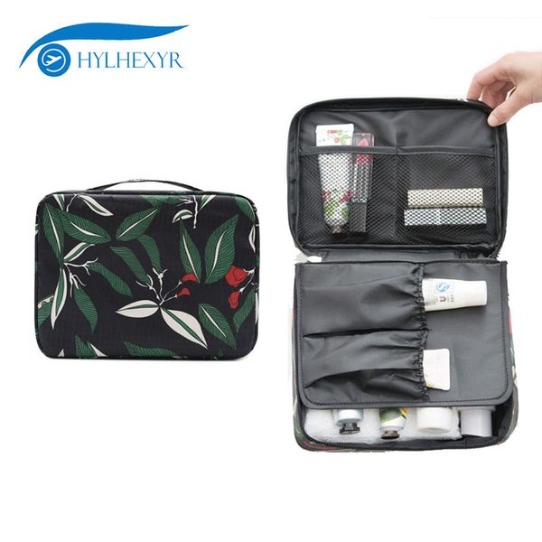

hylhexyr zipper travel make up bag portable toiletry bags square ladies women makeup brushes pouch case polyester wash bag