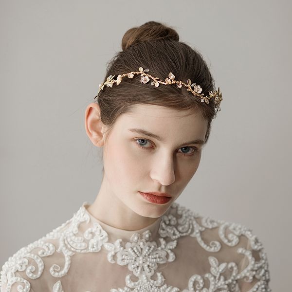 Vintage Wedding Headbands Hair Accessories Gold Flowers With