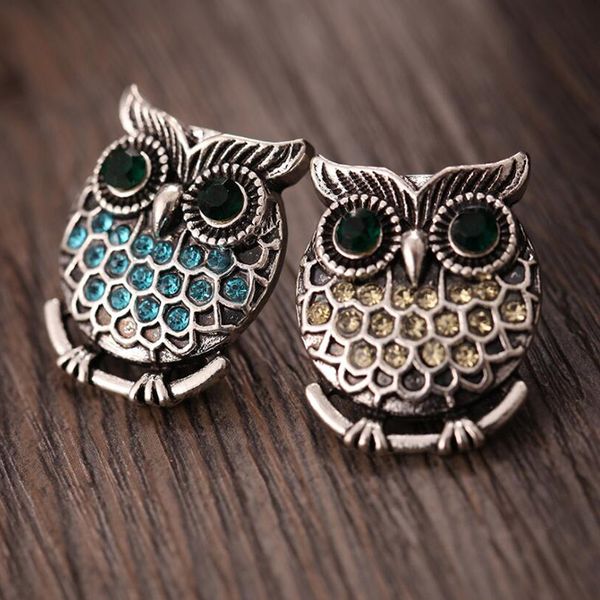 

10pcs interchangeable snap jewelry vintage metal owl snap button fit 18mm snap bracelet for women diy charms jewelry, Bronze;silver