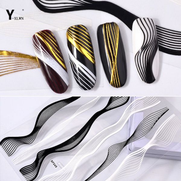 

y-xlwn new nail sticker sticker 3d gold metal nail applique diy stereo 2, Black
