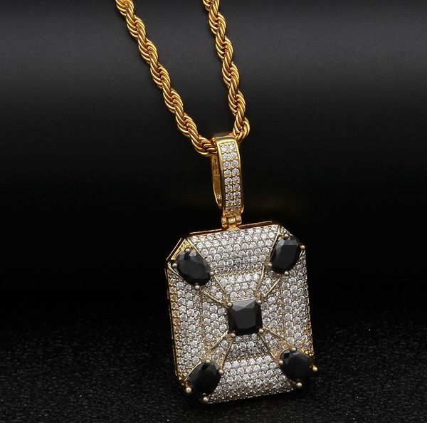 Rap jewelry mens micro-inlaid zircon lion head pendant round military pendant hip hop jewelry gold, silver