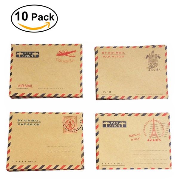 

10pcs open end vintage kraft paper envelopes invitation letter envelopes airmail stationery for letters,invitation letter