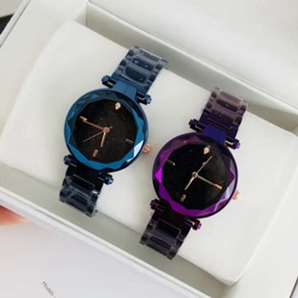 

2018 женские часы с сверкающим циферблатом случайный дизайнер синий / фиолетовый цвет наручные часы женская мода роскошные кварцевые часы re, Slivery;brown