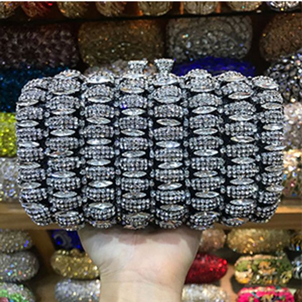

classic design sier red gold wedding clutch bags women luxury crystal party evening bags sparkly handmade bridal purse bag
