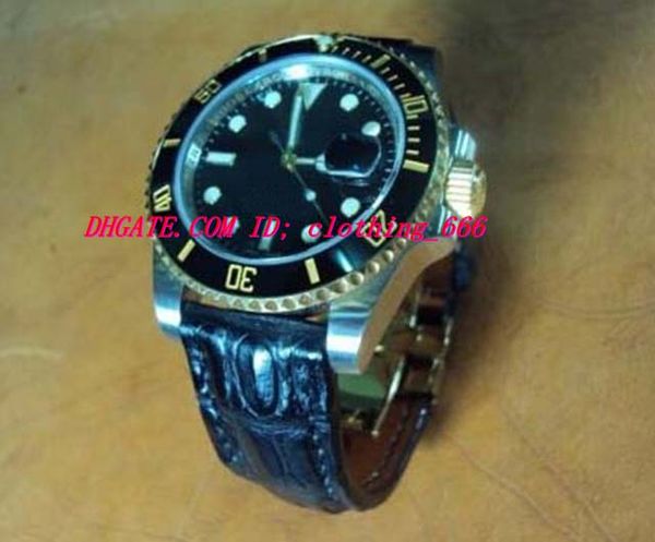 

роскошные часы кожаный браслет 116610 черный проложенный крокодиловый ремешок на заказ длина ремешка cheergiant ремни 40мм механически марка, Slivery;brown