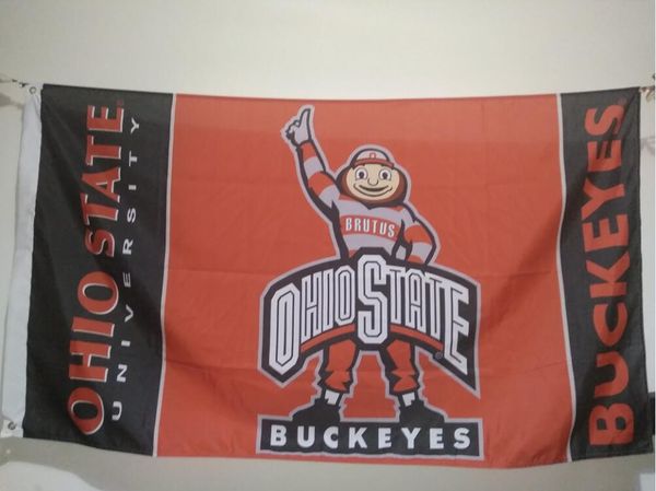 

Штат Огайо Buckeyes флаг 90 х 150 см полиэстер NCAA Brutus Бакай шлем звезды и полосы баннер