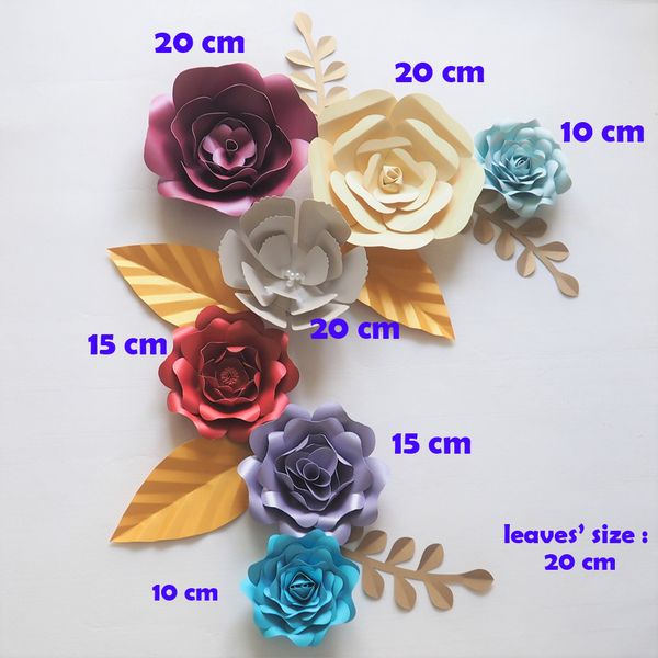 

diy giant paper flowers backdrop artificial handmade paper rose 7pcs+leaves 6pcs wedding & party deco home decoration video