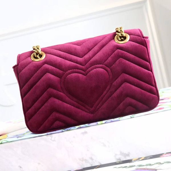 

Original quality 23 26cm velet material in ide lamb kin leather marmont me enger bag long chain bag de igner houlder bag