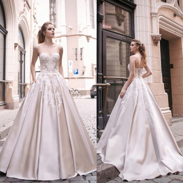 

milva милая декольте спинки свадебное платье кружева аппликации плюс размер свадебные платья свадебные платья линия, White