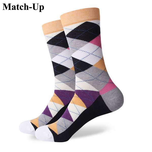 

mens combed cotton brand men socks colorful plaid socks us size 7 512 292, Black