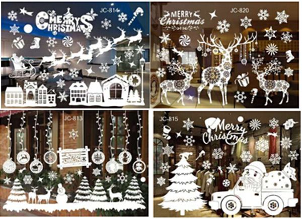 Christmas Tree Snowflake Decal Wall Sticker Creative Removable Diy Christmas Ornament Glass Window Sticker Kids Room Decoration Cheap Tree Wall Decals