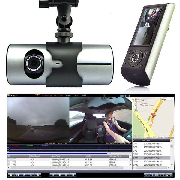 Telecamera GPS con doppio obiettivo HD Car DVR Dash Cam Videoregistratore G-Sensor Visione notturna 2703