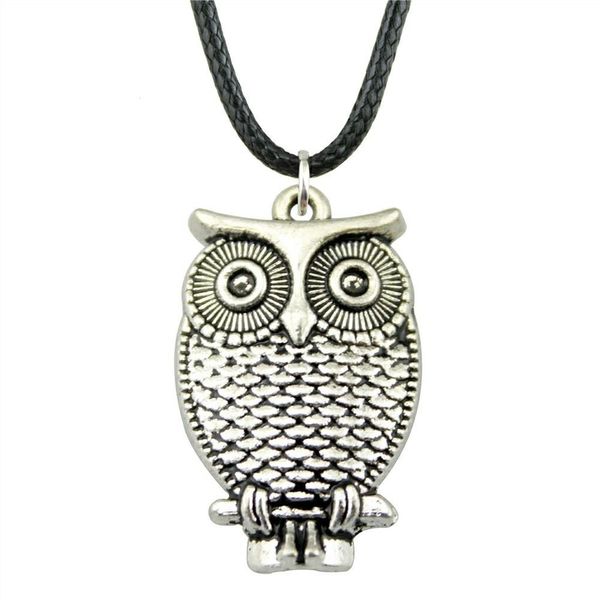 

wysiwyg 5 pieces leather chain necklaces pendants choker collar pendant necklace women owl 28x18mm n6-b10681, Golden;silver