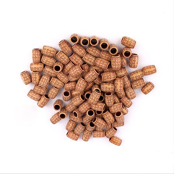 

50pcs/pack braiding hair accessory acrylic hair beads 7mm hole crochet braids rings dreadlock beads new cuffs clips, Brown