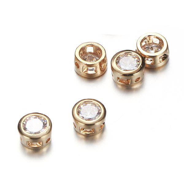 

10pcs lots 7mm wholesale gold color small round white zircon crystal charms for diy jewelry making necklace bracelet accessories, Bronze;silver