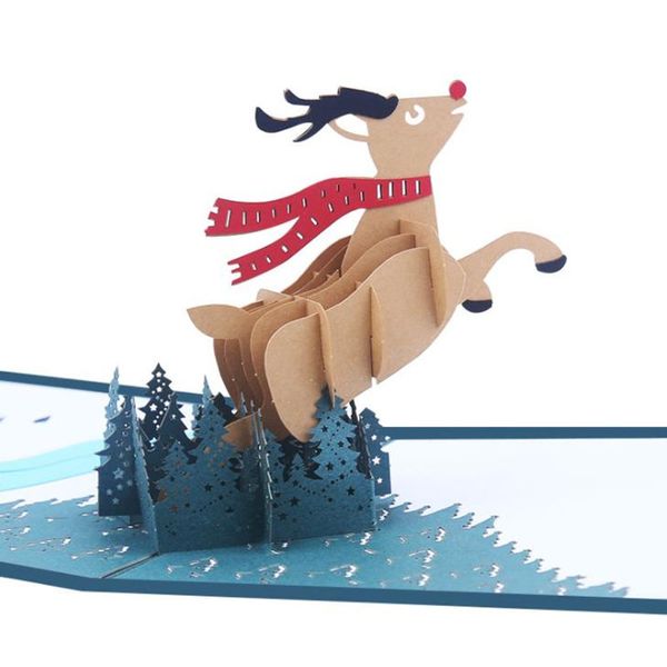 3D Laser Cut Handmade Elk Biglietti d'auguri Cartolina Decorazioni natalizie Bambini Regalo creativo spedizione veloce F20173926