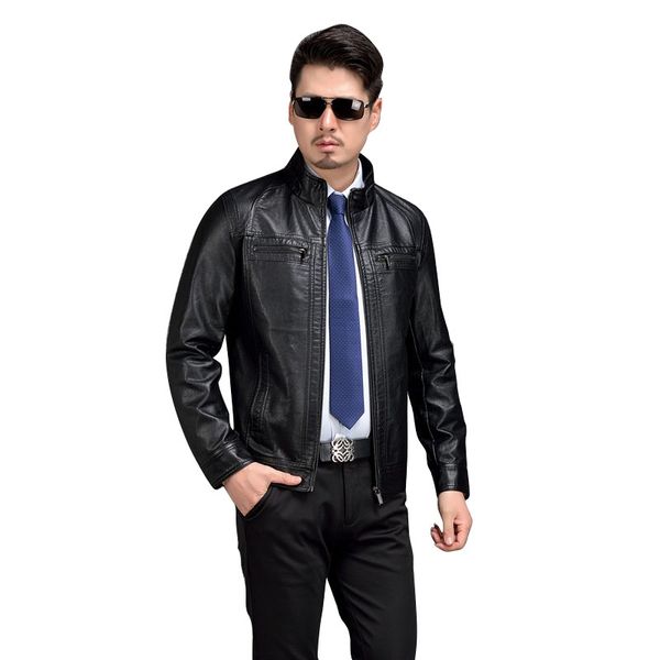 

aibianocel brand leather & suede men spring leather jackets and coats fashion black brown 5xl pu men's jacket 53