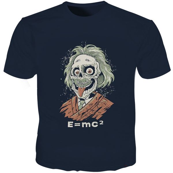 

новейшая мода череп эйнштейн футболка смешно 3d печати женщины / мужчины с коротким рукавом лето мужская футболка повседневная топы k75, White;black