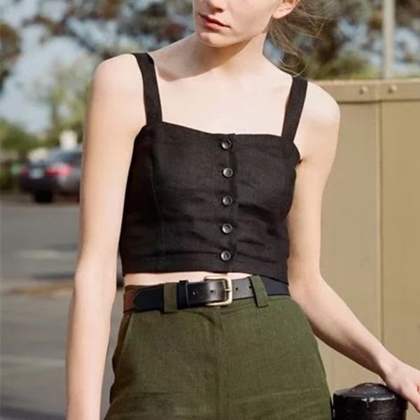 

2018 summer button open camis brand cropped candy color camis tank, White