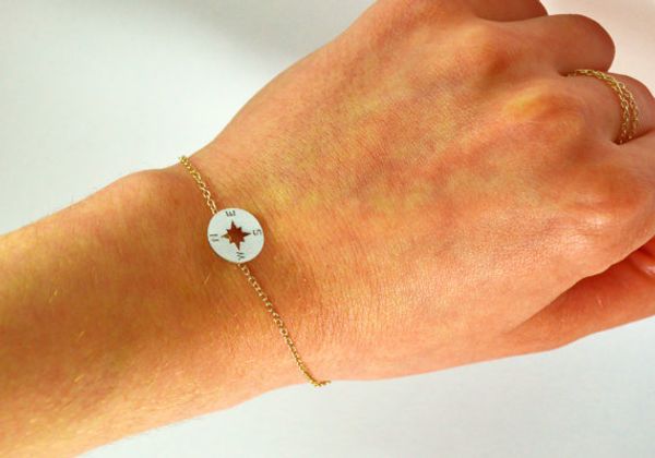 

geometric round compass disc charm pendant bracelet hollow triangle for marine sailor amulet lucky mother men's family gifts jewelry, Golden;silver