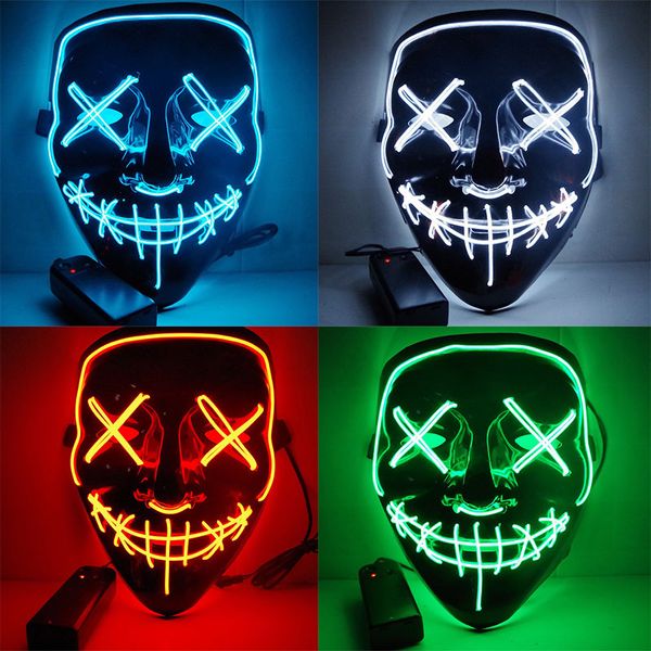 

riding mask led light up funny masks the purge election year great festival cosplay cycling masks glow in dark, Black