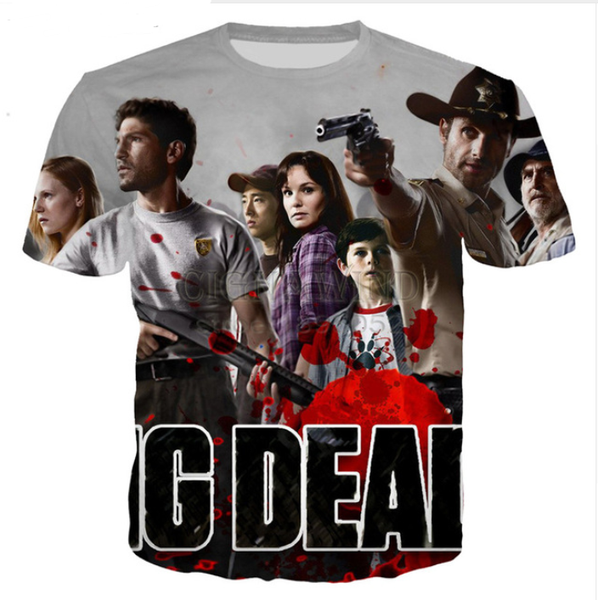 

wholesale-fashion mens/womens summer style the walking dead paparazzi funny 3d print casual t-shirt dxr00236, White;black