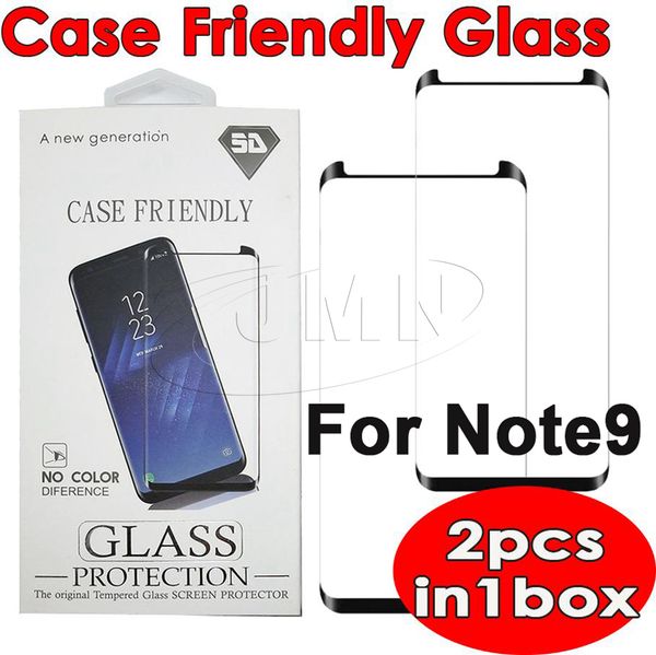 

5d curved case friendly tempred glass protector for samsung galaxy s9 s9 plus note9 note8 note 9 8 s7edge s6edge 2 unit in one retail pack