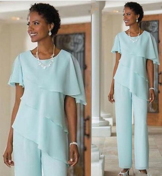 

vintage outfit chiffon jewel neck mother of the bride groom pant suits long plus size wedding guest dresses, Black;red