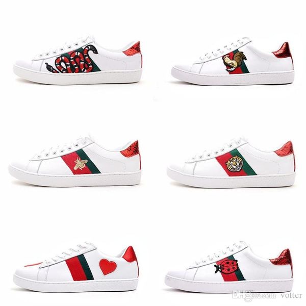 

mens designer luxury shoes casual shoes white women sneakers good embroidery bee cock tiger dog fruit on the side with og box, Black
