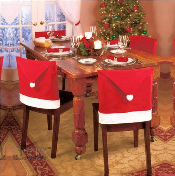 

wholesale-6pcs/set chair cover santa claus kitchen table chairs covers christmas home decorations red hat dinner chairs cover