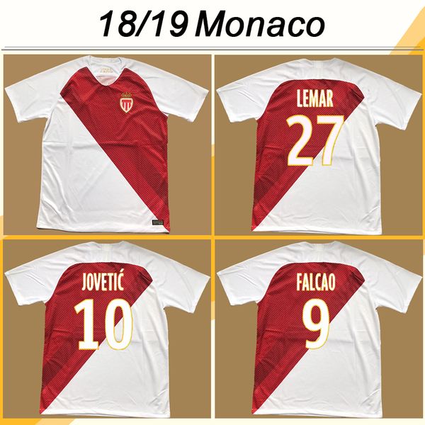 

2018 19 as monaco falcao soccer jerseys jovetic rony j.moutinho home mens football shirts golovin a.raggi tielemans maillot de foot chemises, Black;yellow