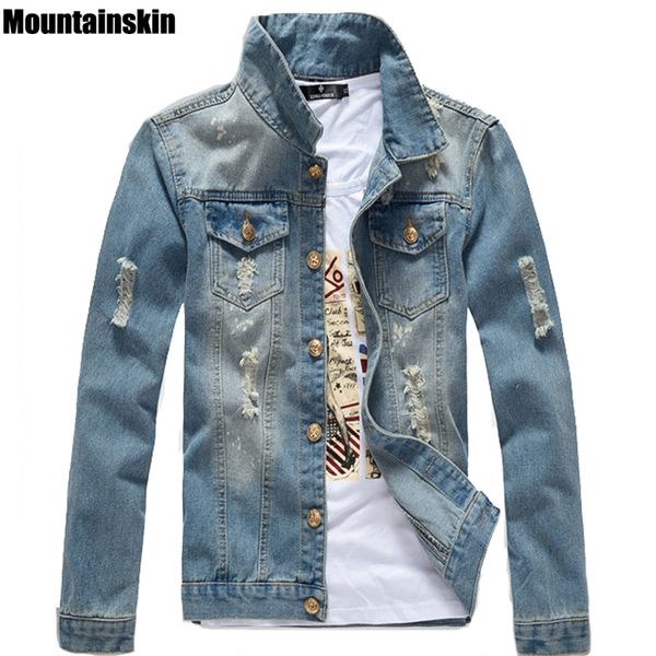 

mountainskin spring men's jean jacket slim men fits denim jeans solid male jean coats men cowboy fashion brand clothing,sa158, Black;brown