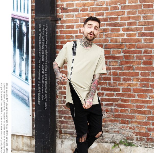 

men streetwear clothing t-shirts summer hip hop sports jogger tshirt zippers design letters life just for you 3m tees short sleeved, White;black