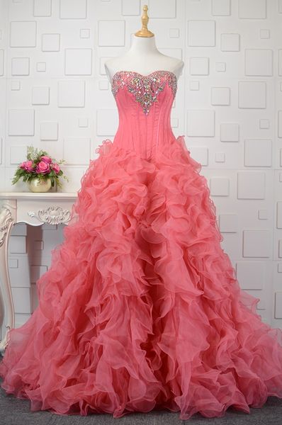 

beading crystal quinceanera dresses with ruffles 2018 ball gown sweetheart prom dresses floor length party dress, Blue;red