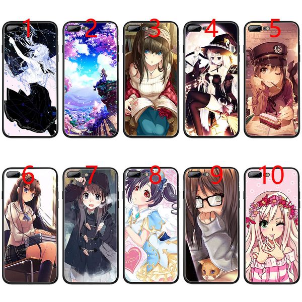 Protection Ecran Telephone Portable Dessin Animé Lanime Kawaii Fille Soft Black Tpu Phone Case Pour Iphone Xs Max Xr 6 6s 7 8 Plus 5 5s Se Couverture