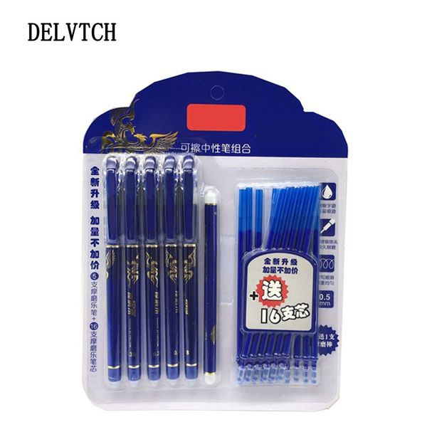 

delvtch 0.5mm erasable suit gel pen blue/black erasable refills for school office writing tools student stationery