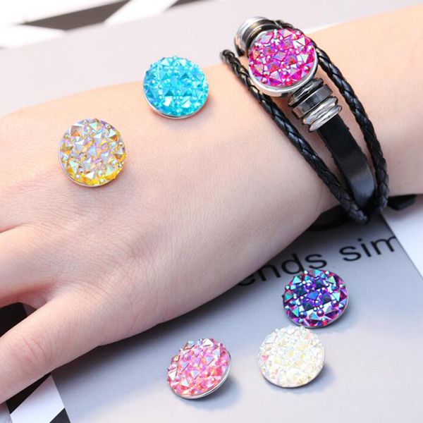 

10pcs snap leather bracelet retro handmade braided leather snap button bracelet bangles fit 18mm snap jewelry, Golden;silver