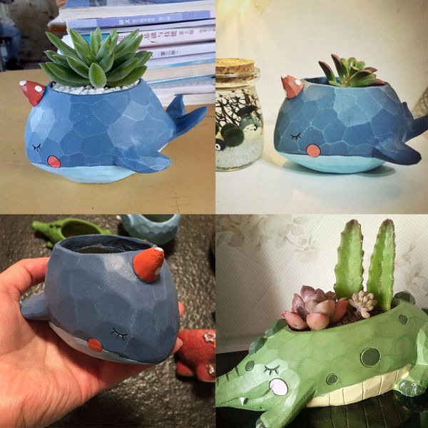 

Lovely crocodile whale cute cartoon re in flower pot elephant animal ucculent plant pot bon ai planter home office decoration bh210