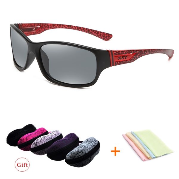 

2018 fashion men's polarized outdoor sports glasses sunglasses uv400 visible light transmittance 80% 5 kinds of color selection, Black