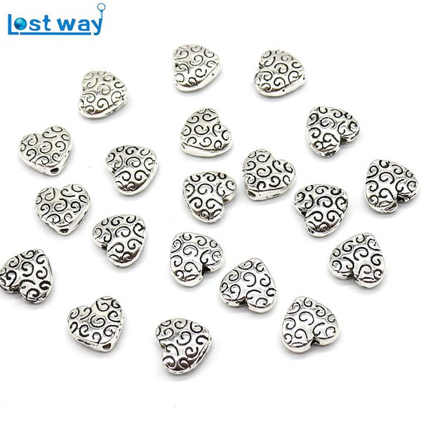 

8mm 20pcs/lot tibetan silver heart metal spacer charm for diy jewelry bracelet