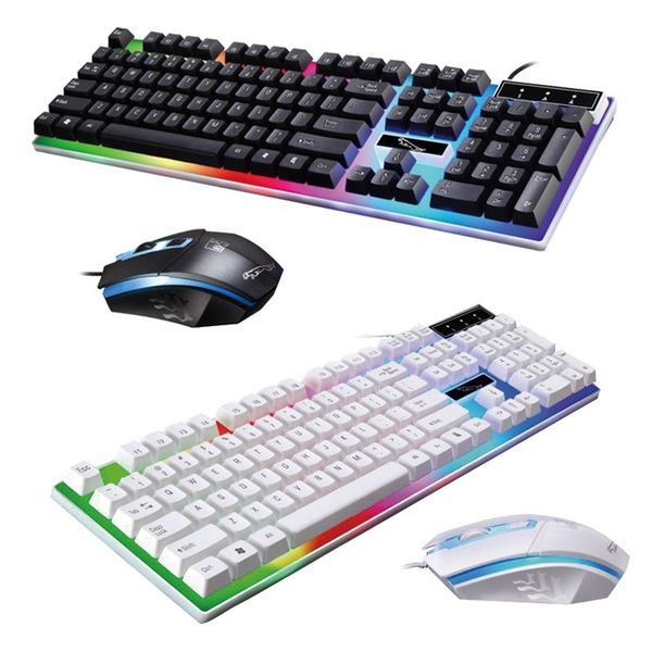 

usb gaming keyboard mouse gamer set profesional razer led gaming mouse mechanical feel backlit keyboard wired 1600dpi gamer