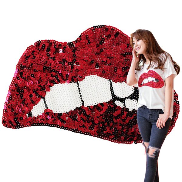 

2018 Красные пятна для аппликаций Applique Sewing Bling Bling Sequins Патч для одежды Вышитые утюги