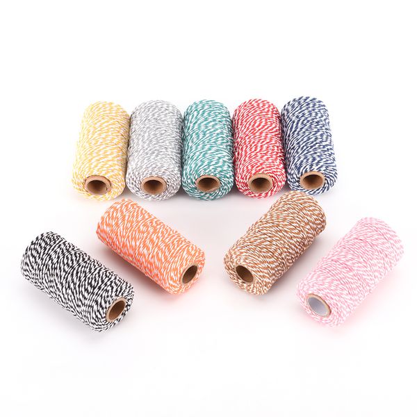 

1 roll 100 metres cotton bakers twine string cord rope rustic country craft 9 colors, Black;white