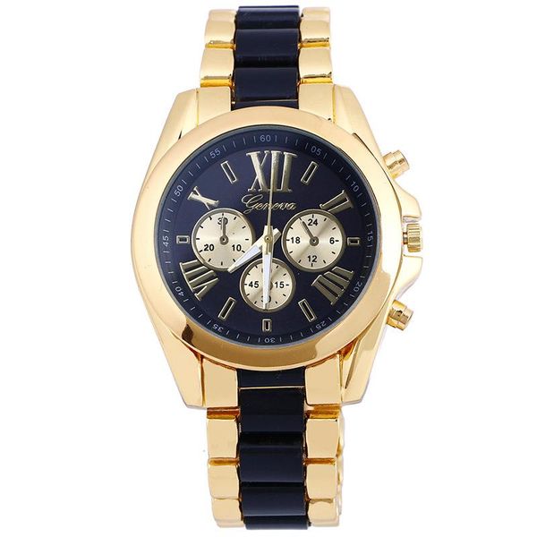 

two-color geneva steel alloy watch korean version, Slivery;brown