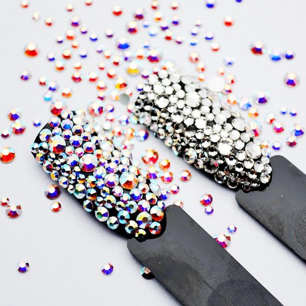 

1 bole ab/clear gems glass rhinestones mix crystals strass nail art rhinestones decorations mix rhinestones for nails mjz2041, Silver;gold