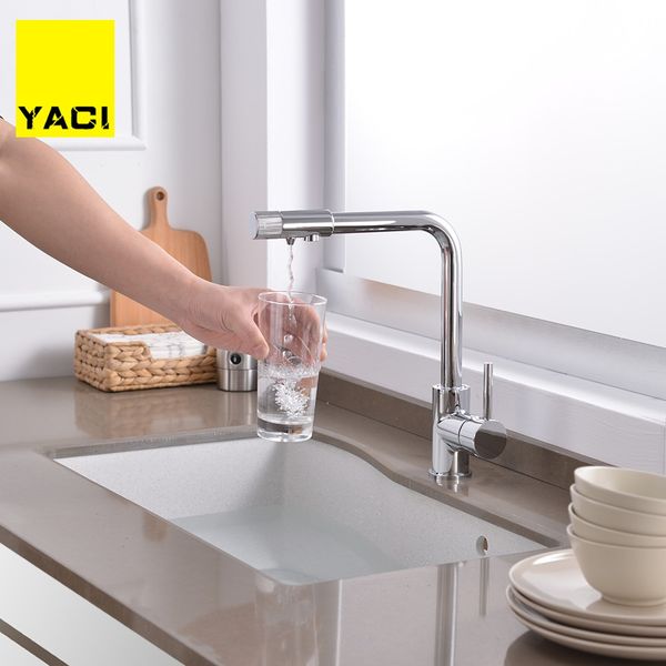 

yaci nickel brushed kitchen faucet right angle 360 degree rotation water purification features single handl torneira